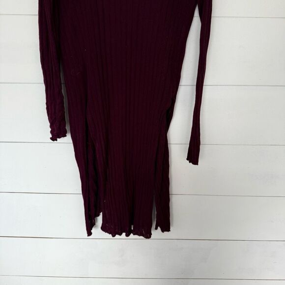 Free People Women’s Large Maroon Open Cardigan Sweater - Picture 6 of 7